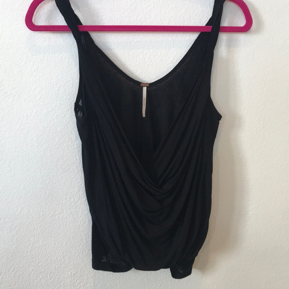 Free People deep v black tank top